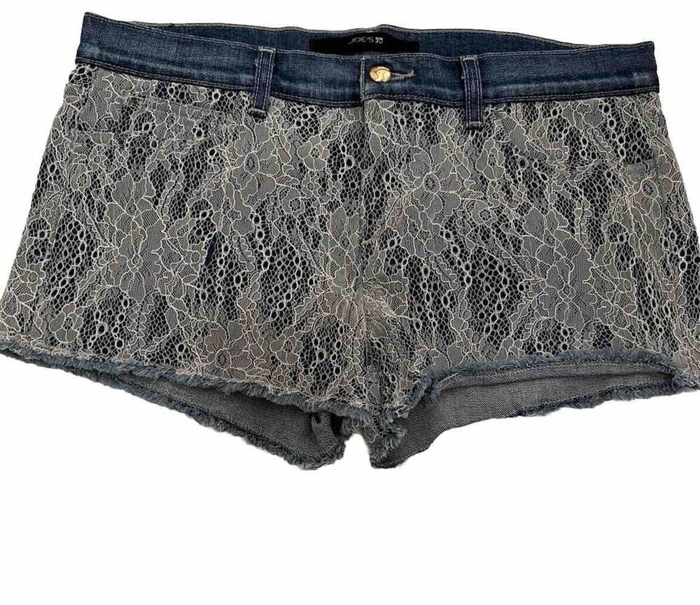 JOE’S JEANS Denim Shorts Lace Overlay Size 30 Cottagecore